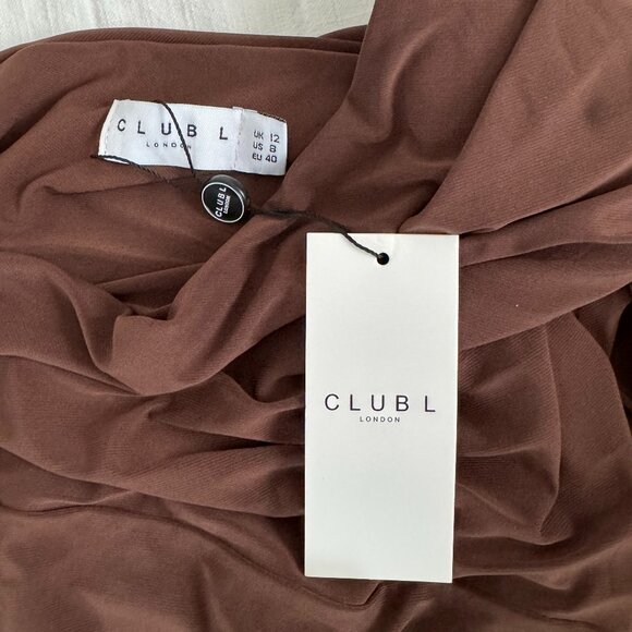 Club L London Chocolate Maternity Dress - Picture 2 of 3